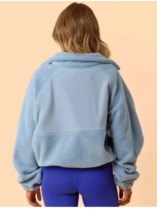 Blogilates Women’s Bonfire Fleece Jacket - Light Blue Size Medium NWT - Picture 5 of 14